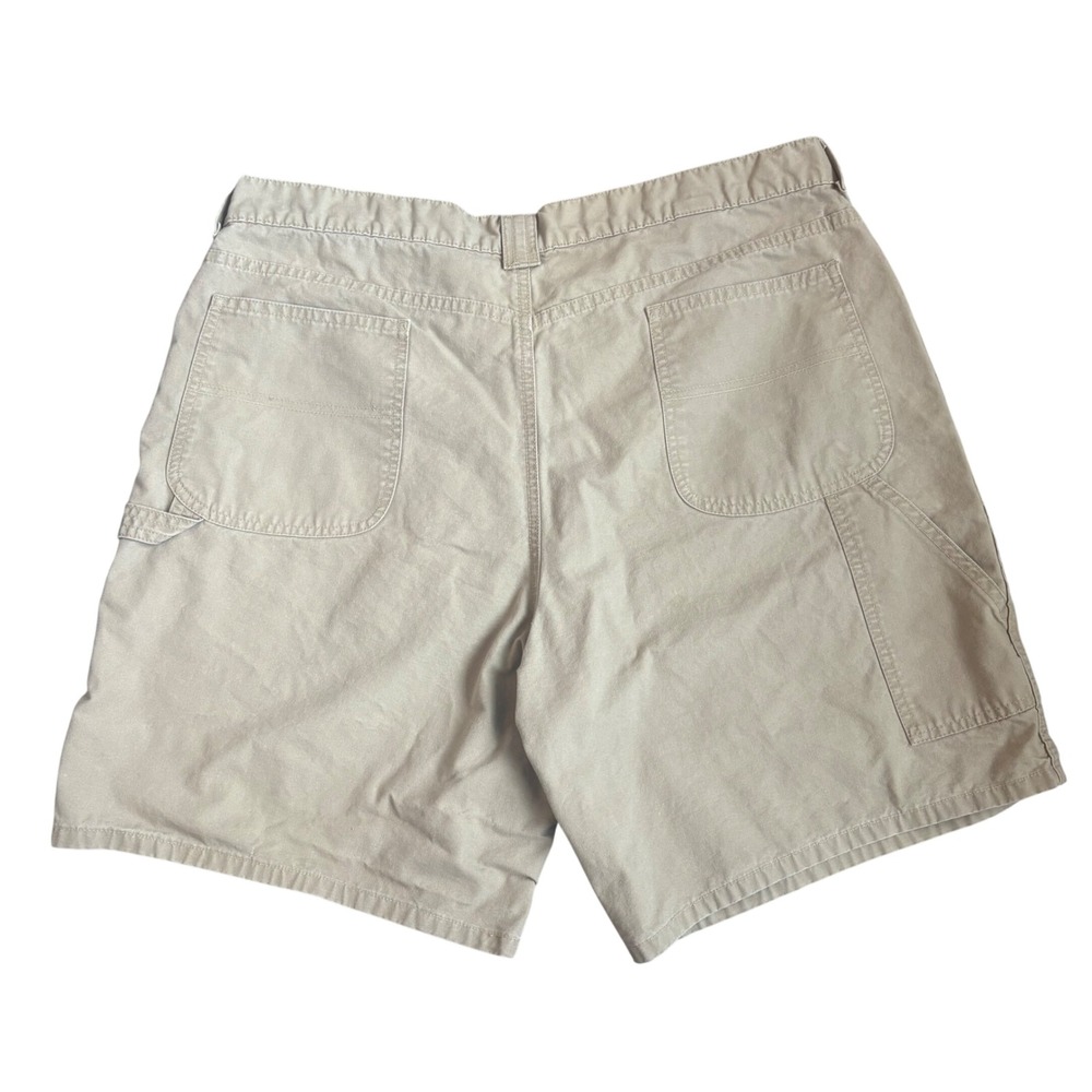 Vintage Lands End Mens Carpenter Shorts Khaki Duck Canvas Utility Workwear 38 - Picture 2 of 2